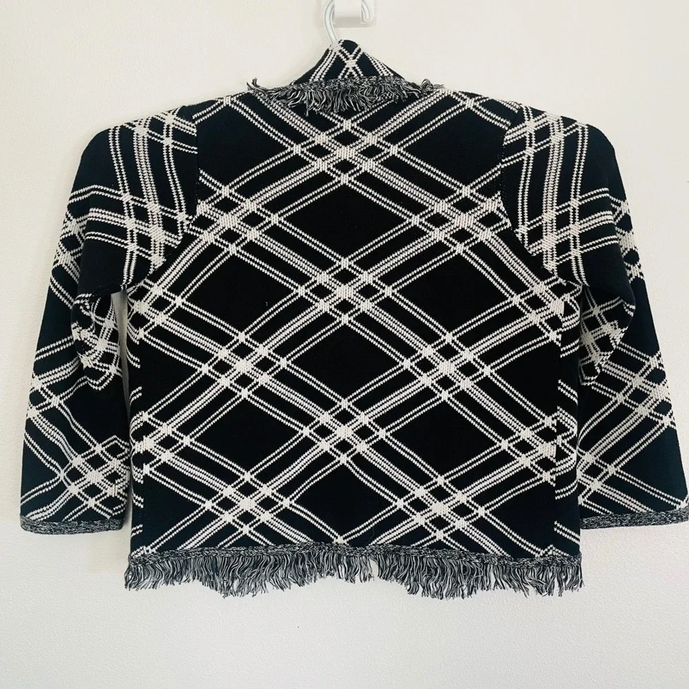 Chicos Tapestry Plaid Fringe Cardigan Sweater Jacket Cottage Cozy‎ Womens XL (3)